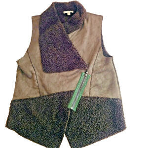 Hem & Thread faux shearling moto vest with sherpa lining M